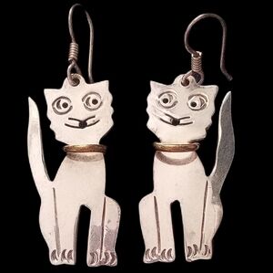 .925 Sterling Cat Earrings Taxco Mexico TC-255